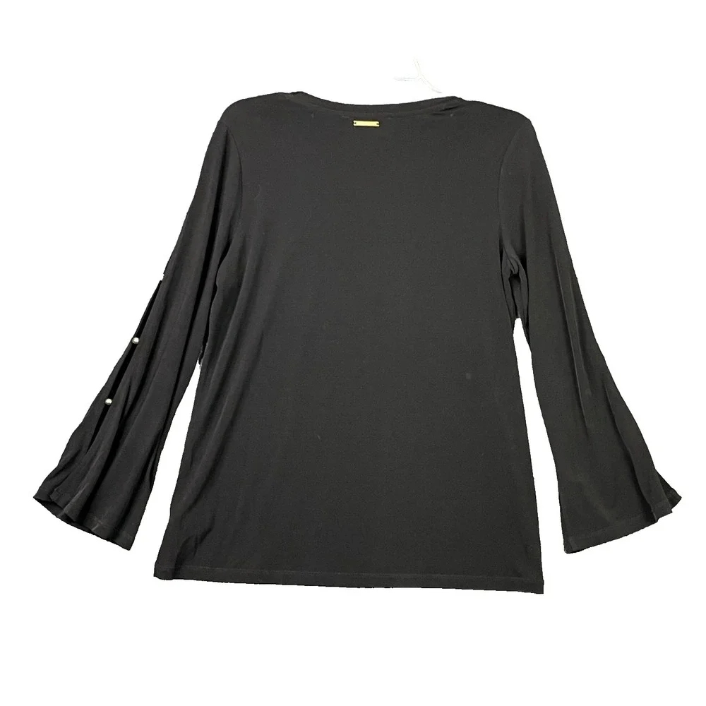 Michael Kors Top Womens Medium Black Slit Sleeve Round Neck Gorpcore Streetwear